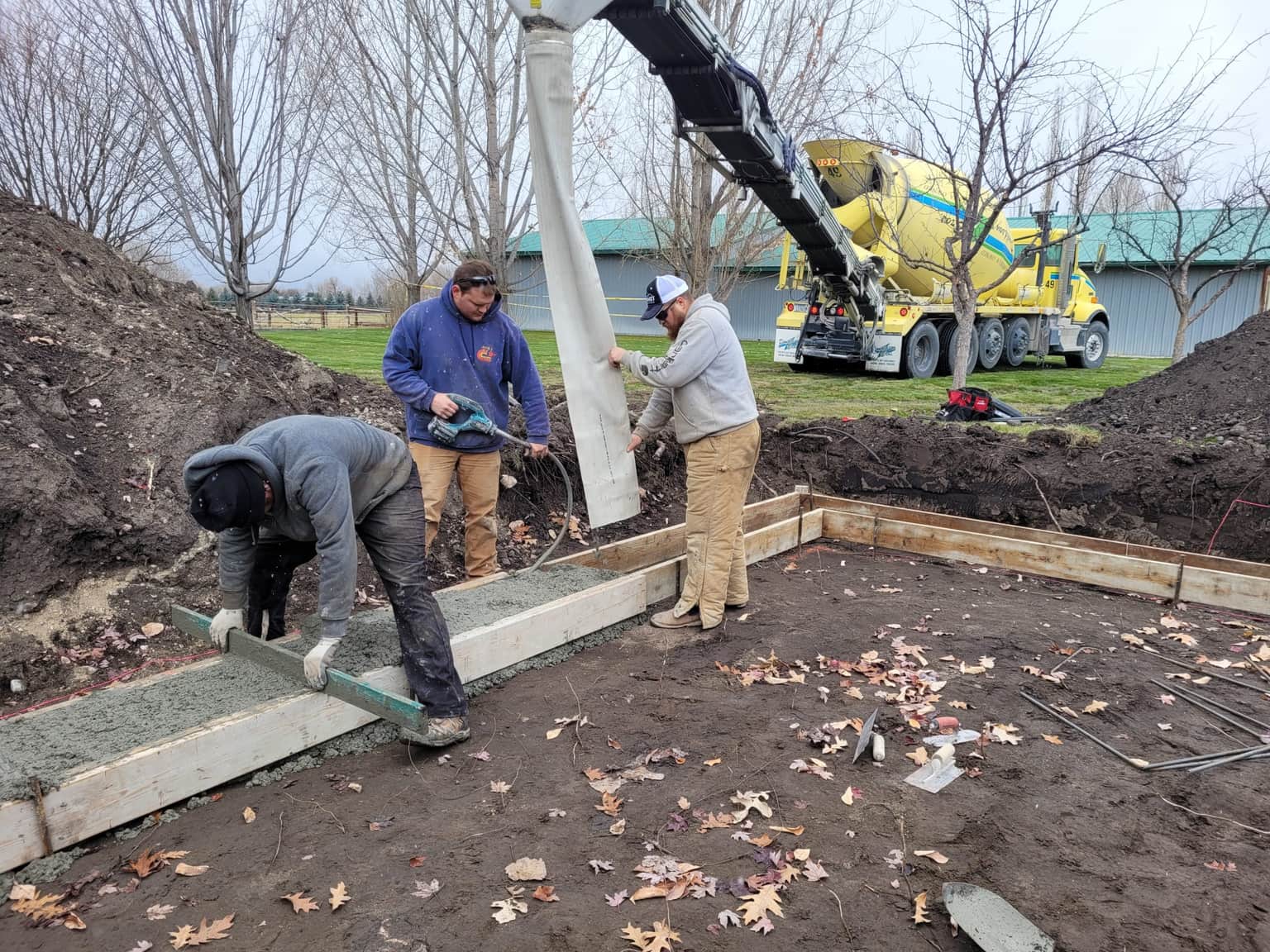 Completed concrete foundation on a Montana residential site